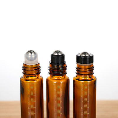UV Protection Essential Oil Glass Roller Bottles With Stainless Steel Balls