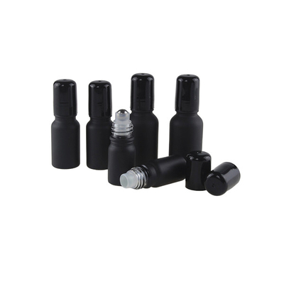Matte Black Roller Bottles 5ml 10ml 15ml Aluminum Cap For Personal Care Round Mini Roll On Perfume Bottles