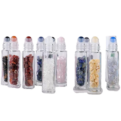 Hot Selling High Quality Roll On Small Perfume Bottle Pink 10ml Natural Gemstone Roller Ball Tops