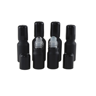 Matte Black Roller Bottles 5ml 10ml 15ml Aluminum Cap For Personal Care Round Mini Roll On Perfume Bottles