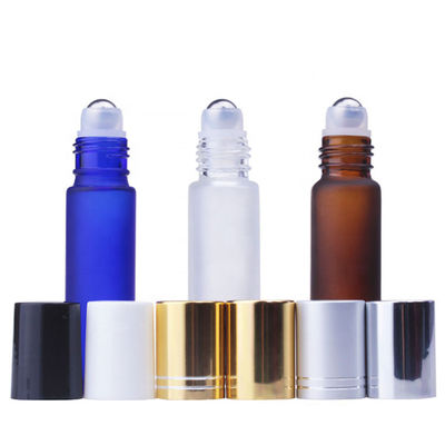 Essential Oil Roller Bottles Wholesale Amber Blue Transparent Frosted Aluminum Cap Capacity 1ml 5 Ml Rollerball Bottles