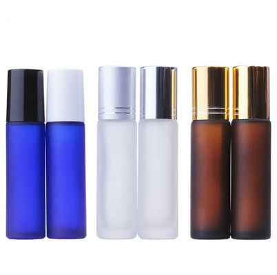 Essential Oil Roller Bottles Wholesale Amber Blue Transparent Frosted Aluminum Cap Capacity 1ml 5 Ml Rollerball Bottles