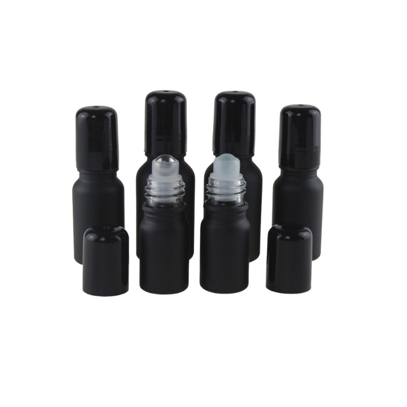 Matte Black Roller Bottles 5ml 10ml 15ml Aluminum Cap For Personal Care Round Mini Roll On Perfume Bottles