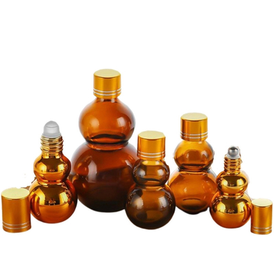 Προσαρμόσιμο Premium 10ml / 50ml / 100ml Amber Glass Perfume Oil Roll σε μπουκάλια με χρυσό καθρέφτη φινίρισμα διπλό χρυσό καπάκι και παχύτερη βάση